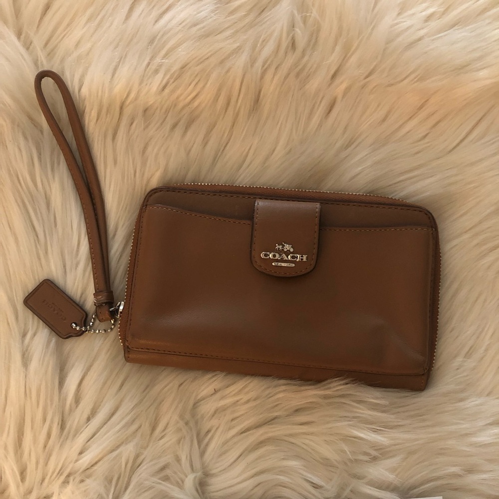 Coach zip around wallet wristlet with phone pocket